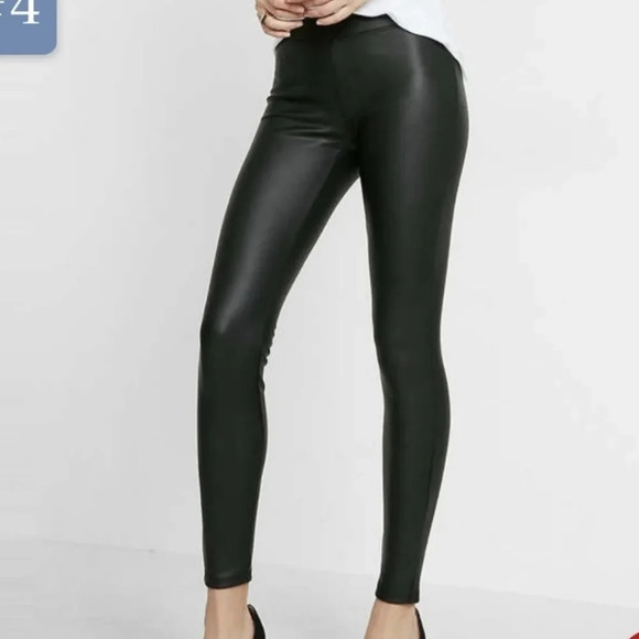 7 For All Mankind Vegan Leather Leggings Stretch Black Size  Large - Picture 1 of 16